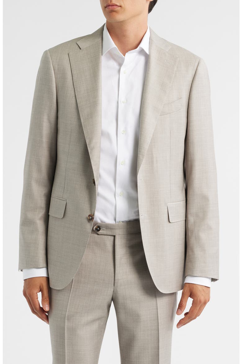 Capri Trim Fit Tan Mélange Super 150s Wool Suit, Alternate, color, BEIGE