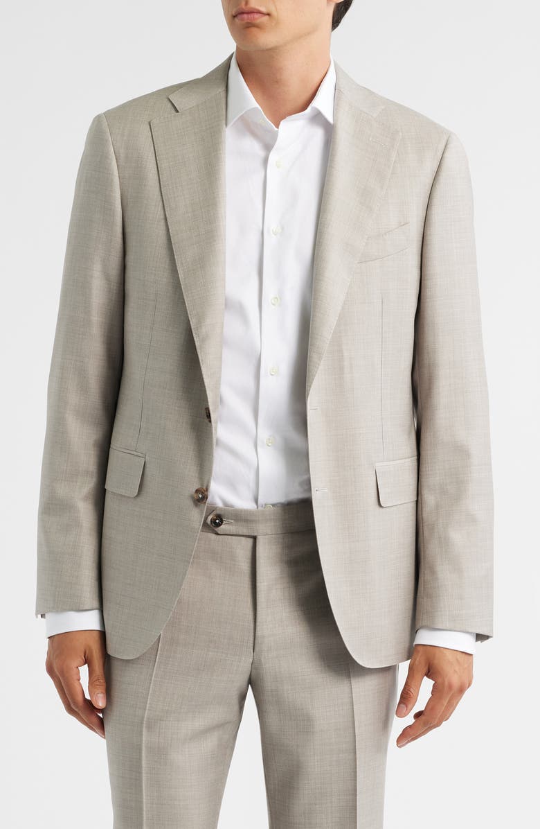 Canali Capri Trim Fit Tan Mélange Super 150s Wool Suit, Alternate, color, Beige