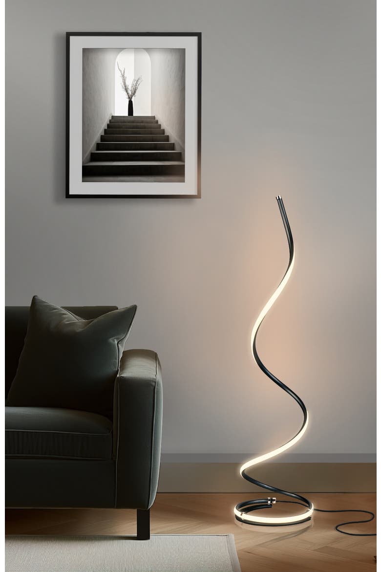 Allure 38" Spiral LED Floor Lamp with Built-In 3-Way Dimmer Function, Alternate, color, Classic Black