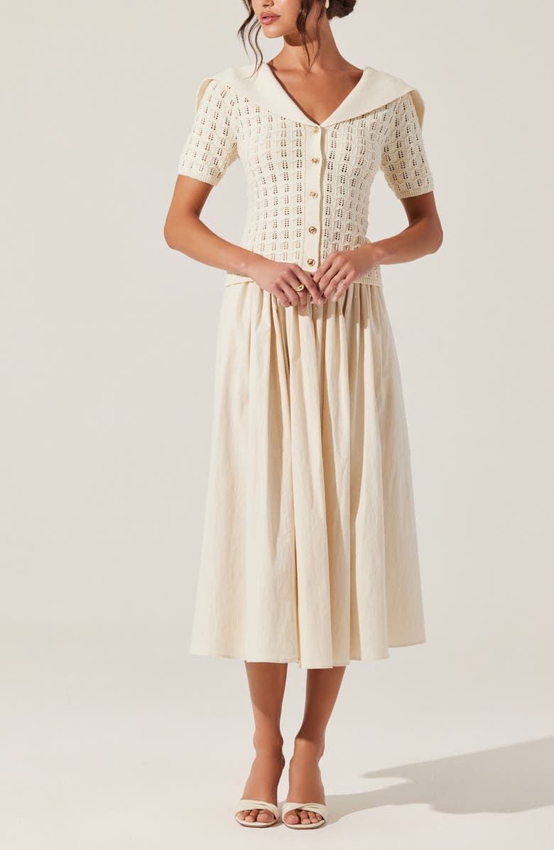 ASTR the Label Analissa Short Sleeve Cardigan, Alternate, color, Cream