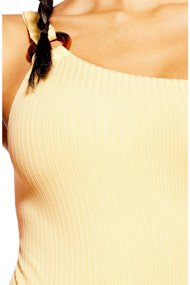 Ribbed One-Shoulder One-Piece Swimsuit, Alternate, color, YELLOW