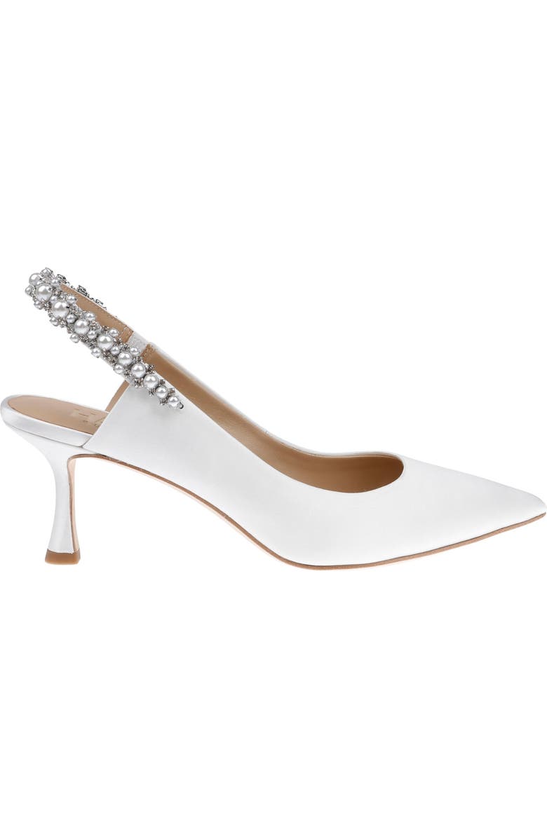 HARLO Australia Nina Pearl - Satin Bridal Slingback with Pearl Detail, Main, color, Soft White Satin