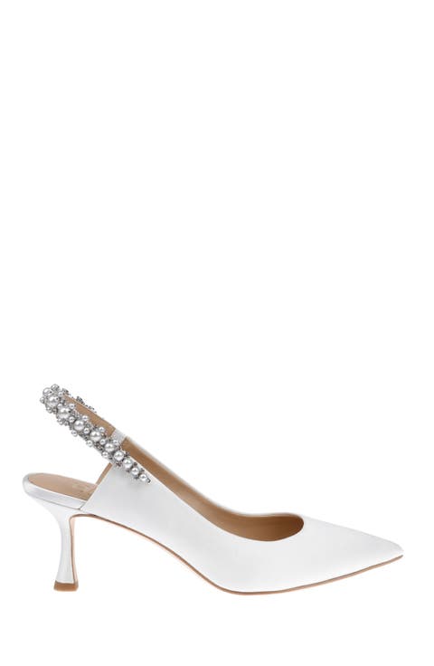 Nina Pearl - Satin Bridal Slingback with Pearl Detail