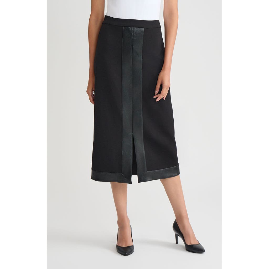 Ming Wang Faux Leather Trim Stretch Ponte Skirt In Multi