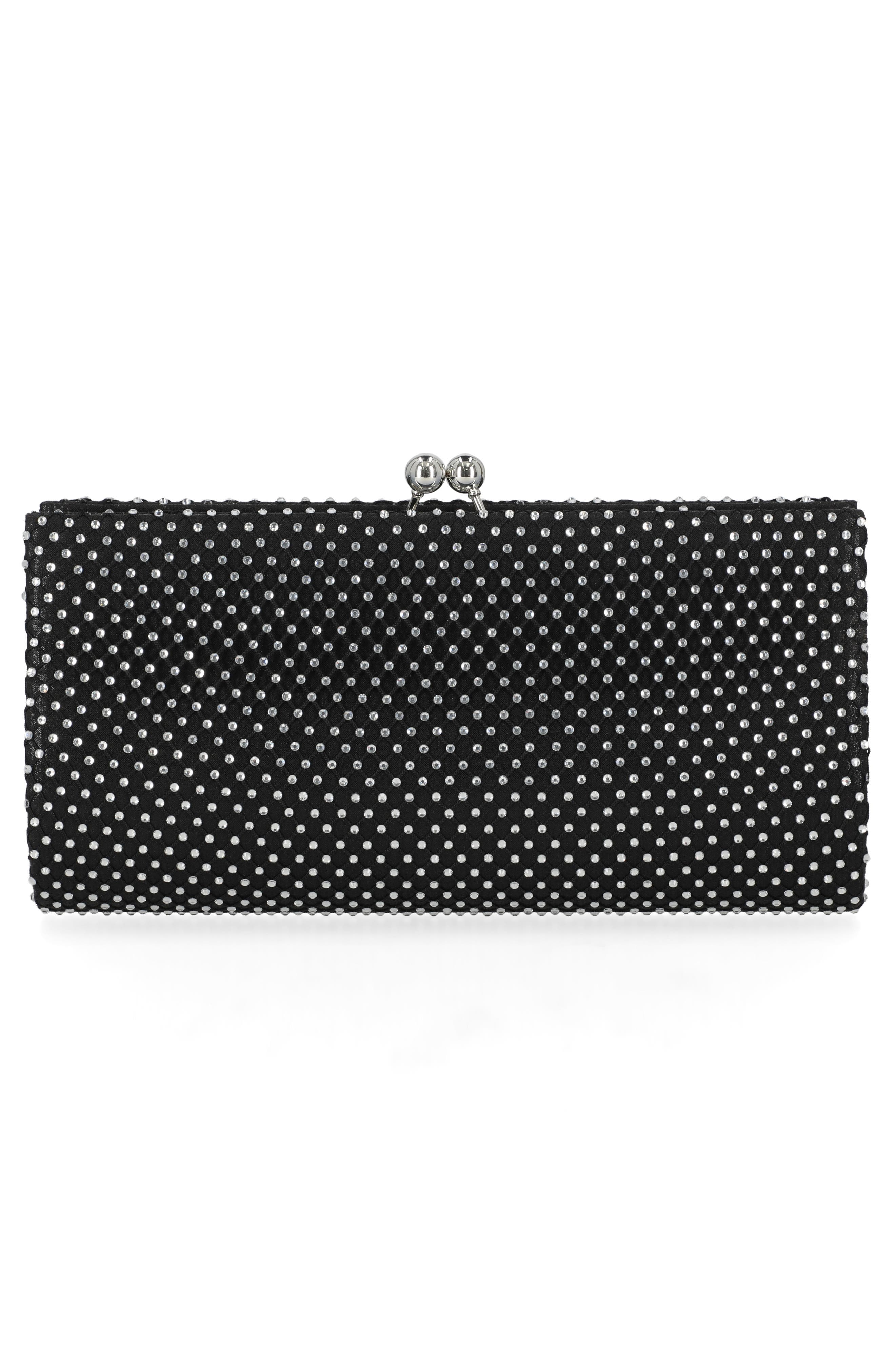 Jessica McClintock Jean Crystal Embellished Clutch, Alternate, color, Black