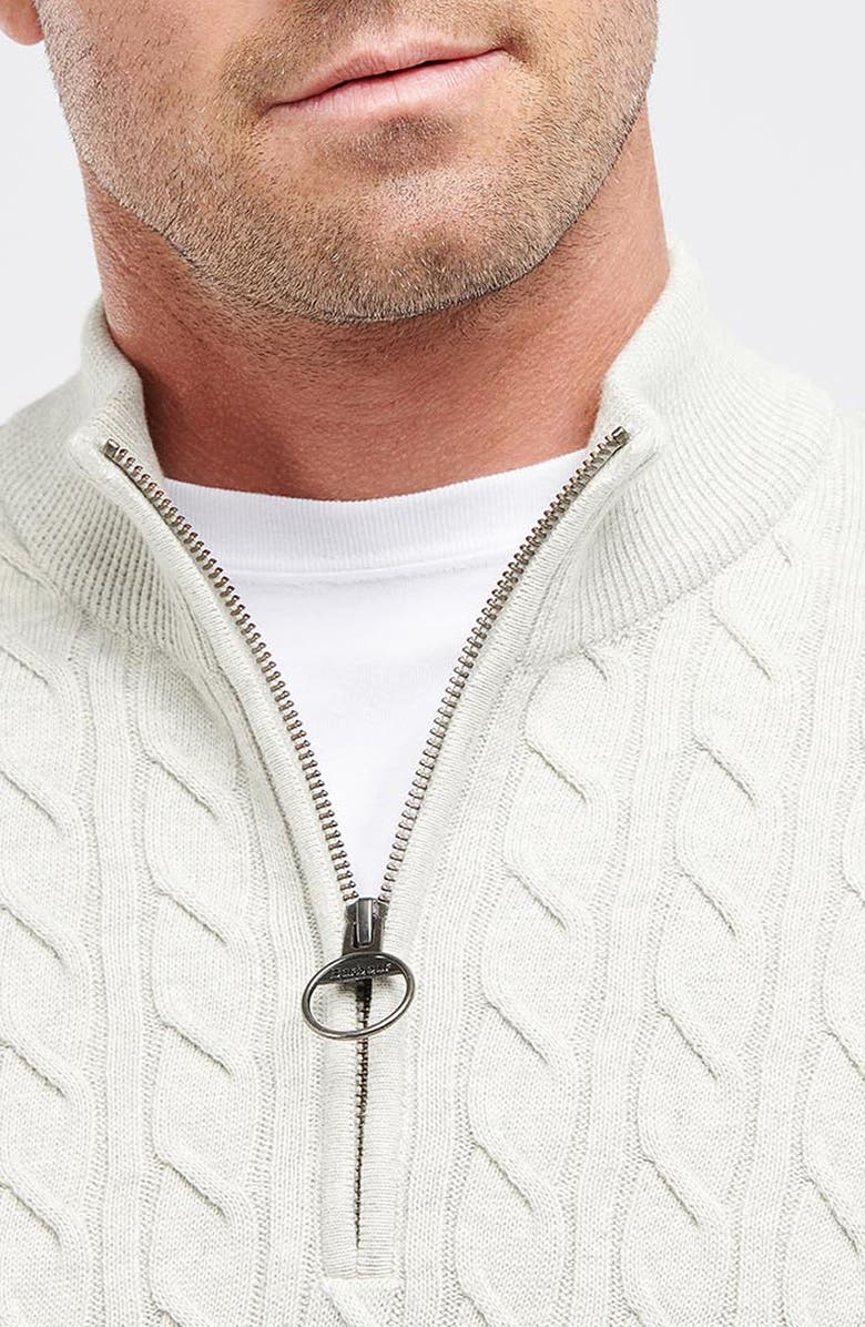 Barbour Cable Knit Half Zip Cotton Sweater, Alternate, color,