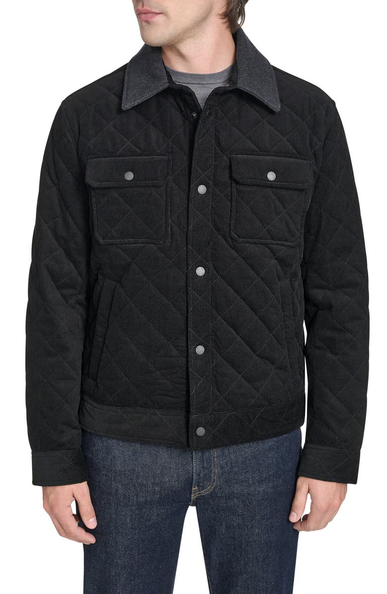 Cole Haan Quilted Shirt Jacket, Main, color, Black
