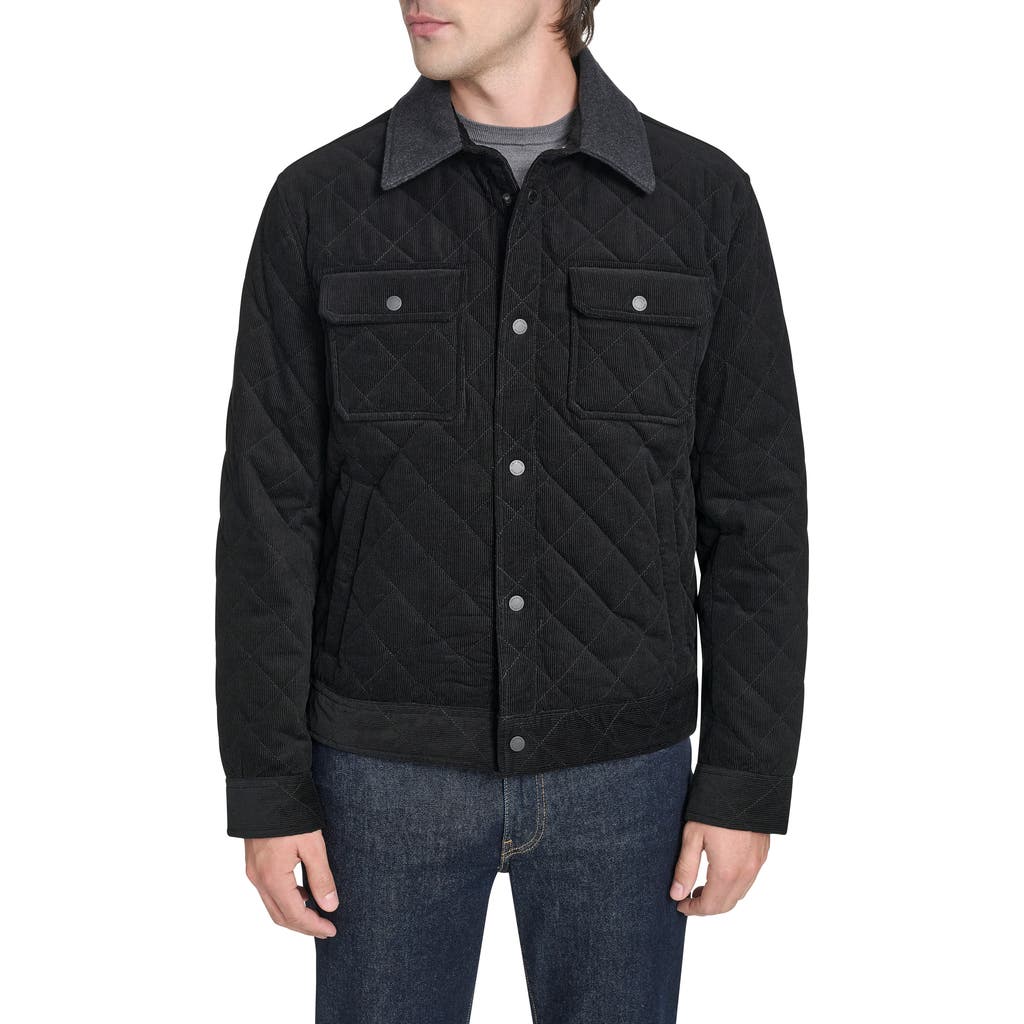 Cole Haan Quilted Shirt Jacket In Black