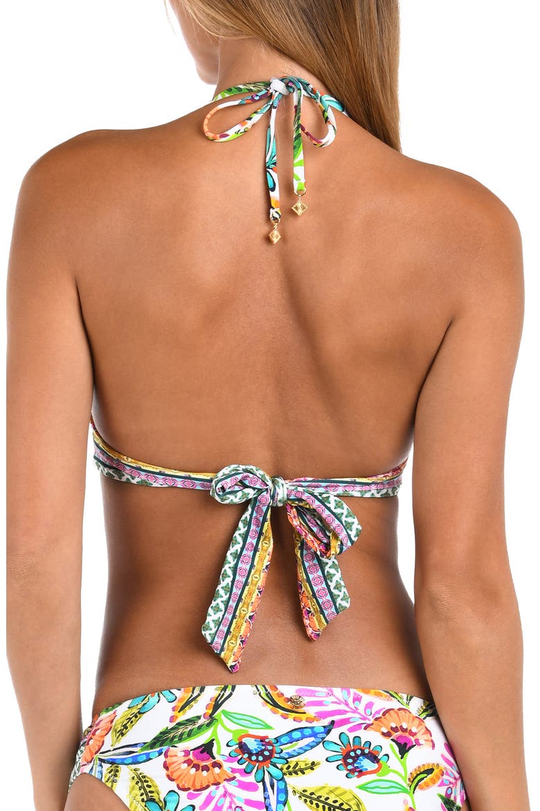 Jungle Halter Bikini Top, Alternate, color, WHITE MULTI