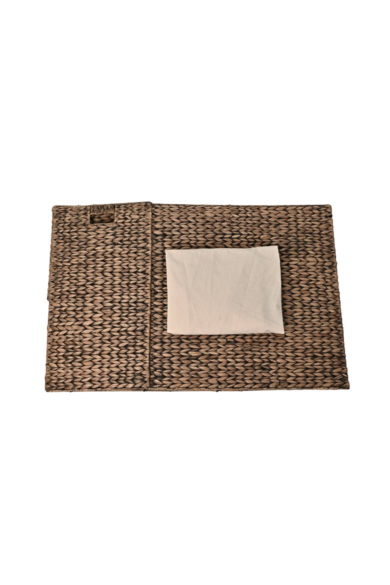 Sawyer Classic Farmhouse Hand-Woven Hyacinth 2-Section Collapsible Laundry Hamper with Washable Liner, Handles, and Lid, Alternate, color, Brown