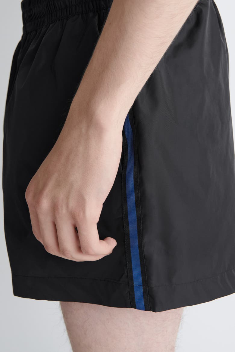Stripe-detail Swim Trunks, Alternate, color, BLACK