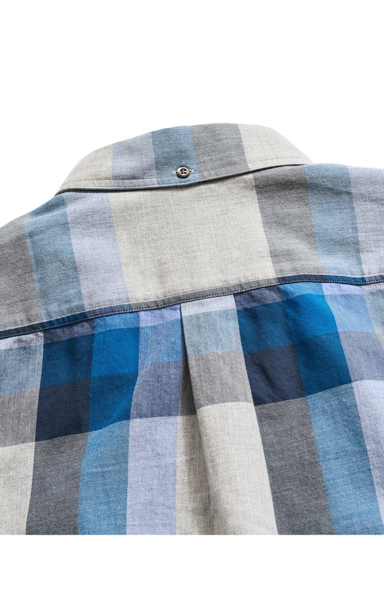 Billy Reid Plaid Cotton Button-Down Shirt, Alternate, color, Blue Multi