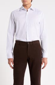 Jack Victor Diamond Print Stretch Cotton Button-Up Shirt