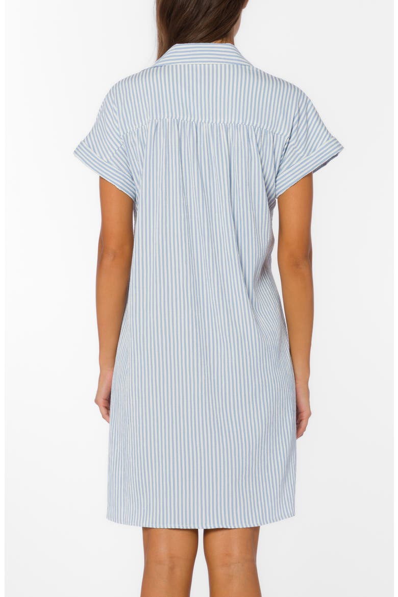 Stripe Short Sleeve Seersucker Mini Shirtdress, Alternate, color, MUTED PERI STRIPE