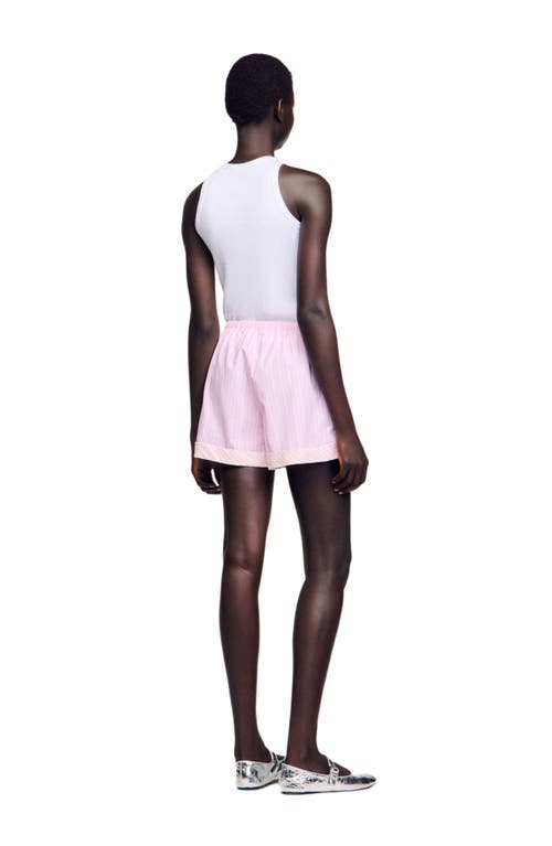 Sandro Rhinestone Striped Shorts In Pink
