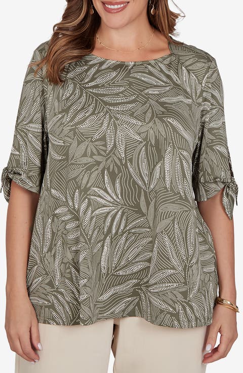 Puff Print Tie Cuff Top