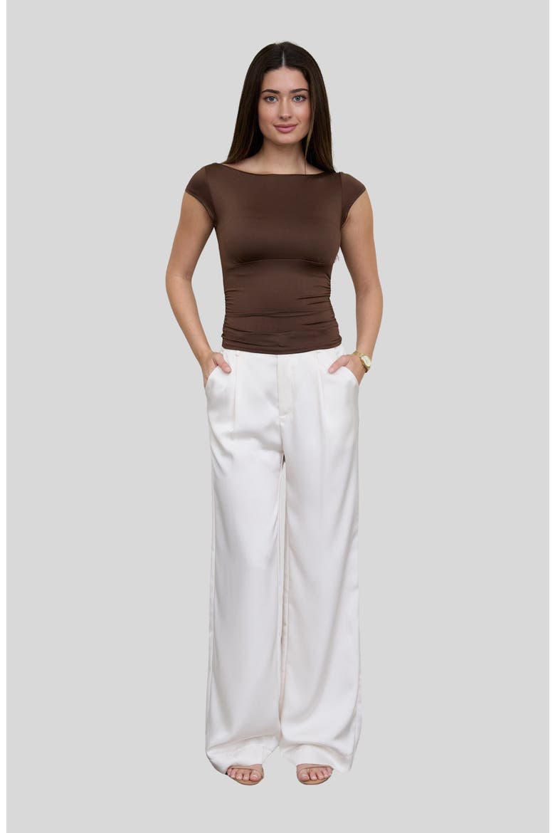 Boat Neck Top, Alternate, color, DARK BROWN