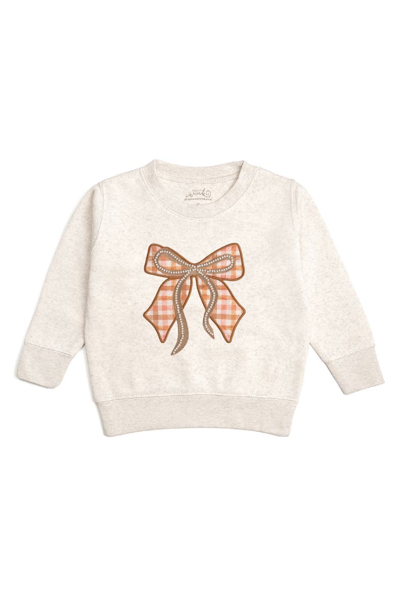 Cinnamon Plaid Bow Patch Sweatshirt, Main, color, Natural Heather