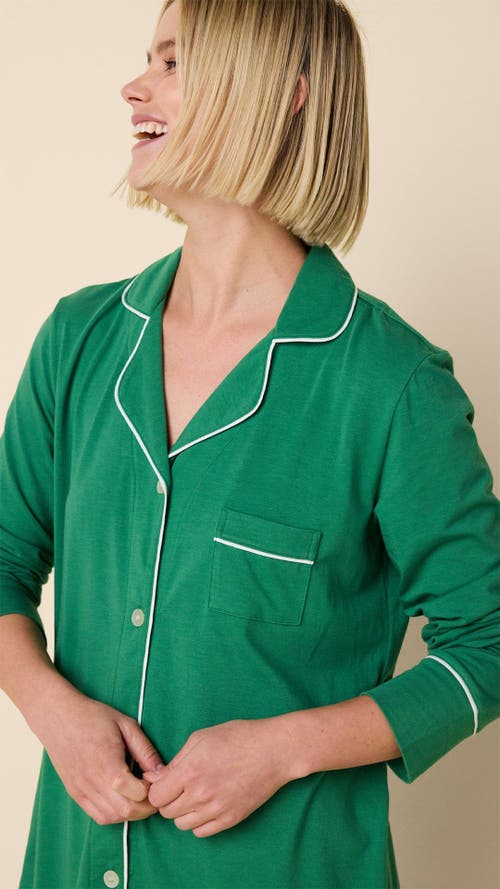 The Cat's Pajamas Pima Knit Pajama Set In Green