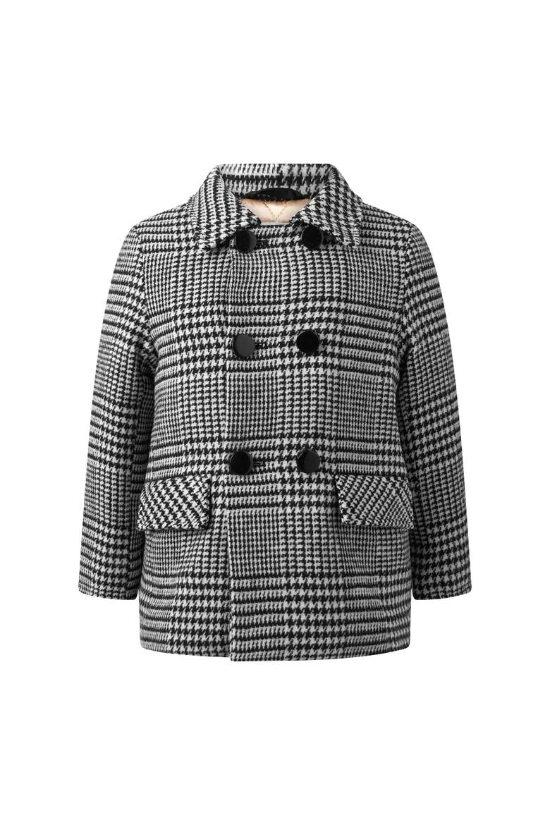 Houndstooth Double Breasted Coat, Main, color, Black