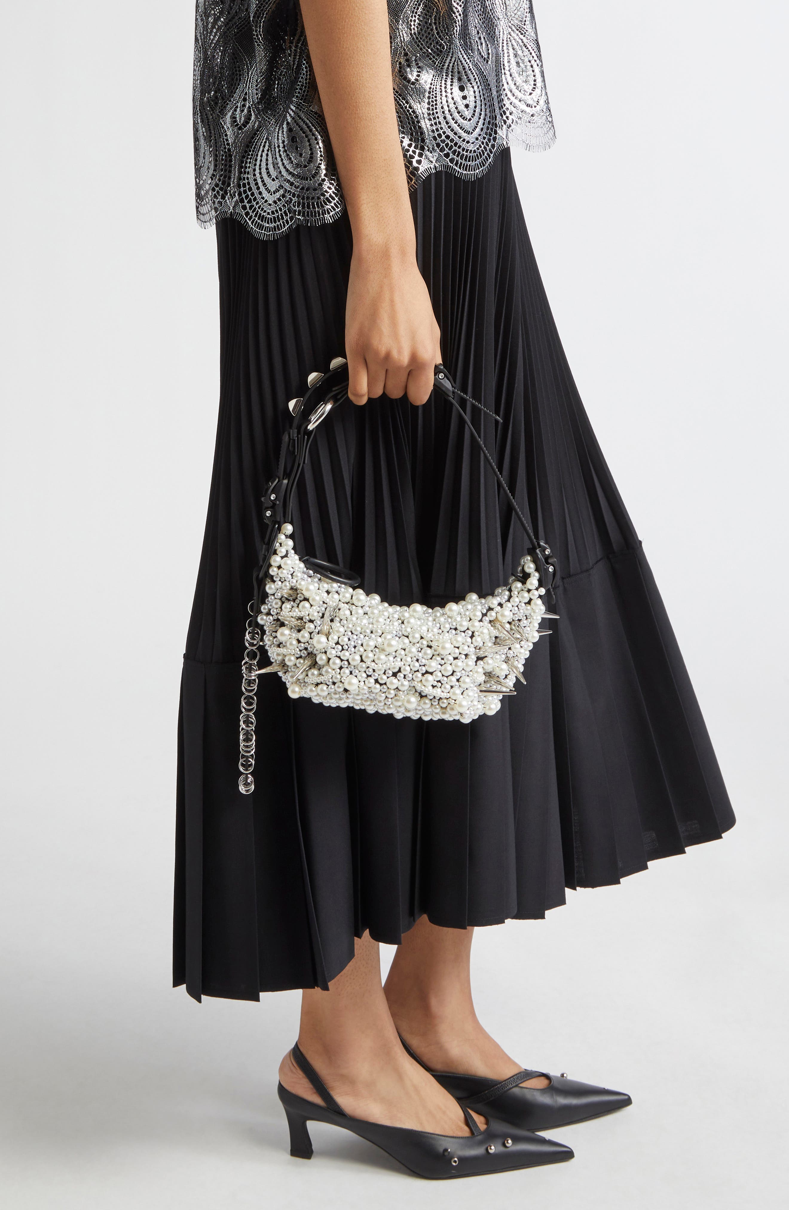 Junya Watanabe x Innerraum Half Moon Faux Leather Shoulder Bag, Alternate, color, 