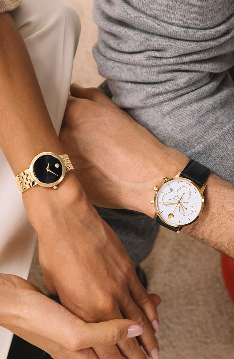 Movado Museum Classic Chronograph Bracelet Watch, 42mm, Alternate, color, Black/ White