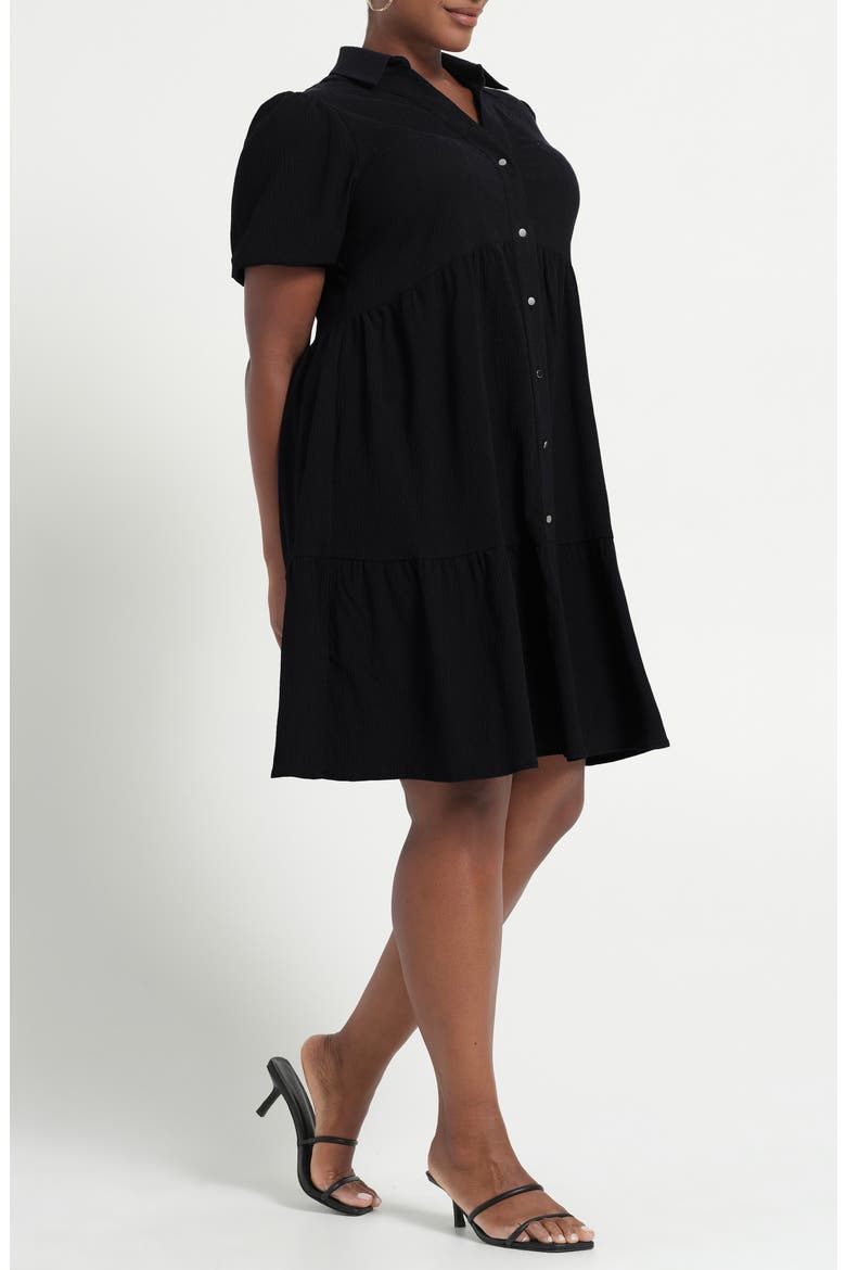 Abbigail Short Sleeve Tiered Dress, Alternate, color, BLACK