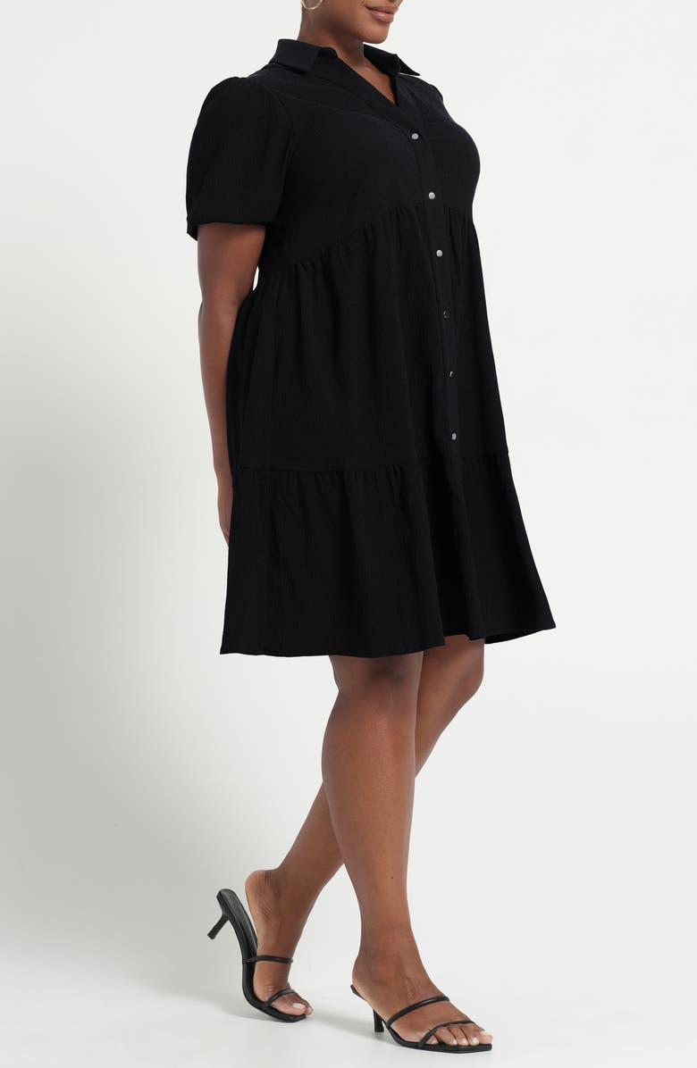 Estelle Abbigail Short Sleeve Tiered Dress, Alternate, color, Black