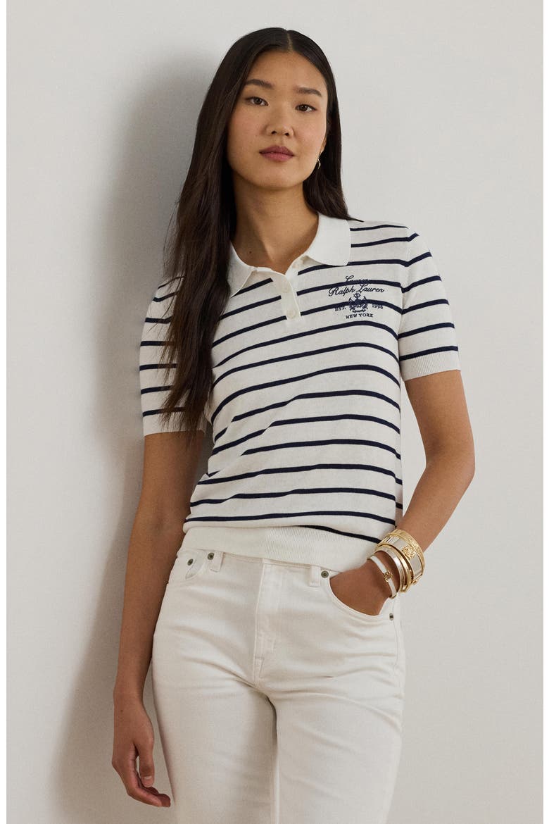 Short Sleeve Polo Sweater, Alternate, color, WHITE