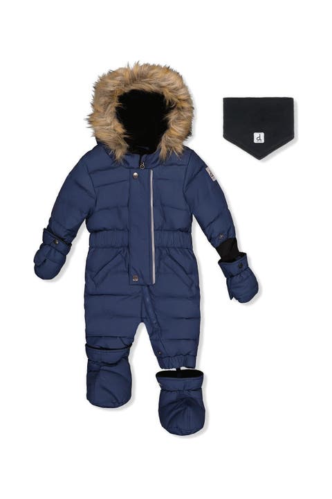 Quilted Fleece-Lined One Piece Snowsuit