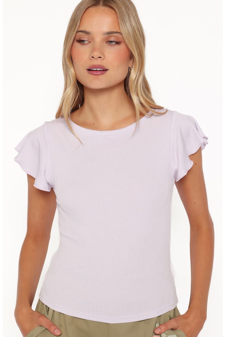 Betsy Flutter Sleeve Ribbed Tee, Alternate, color, LILAC