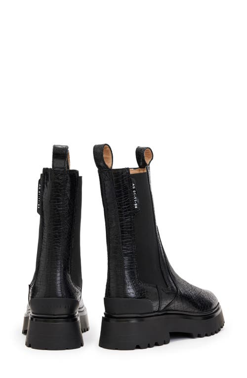 Allsaints Amber Croc Embossed Chelsea Boot In Black