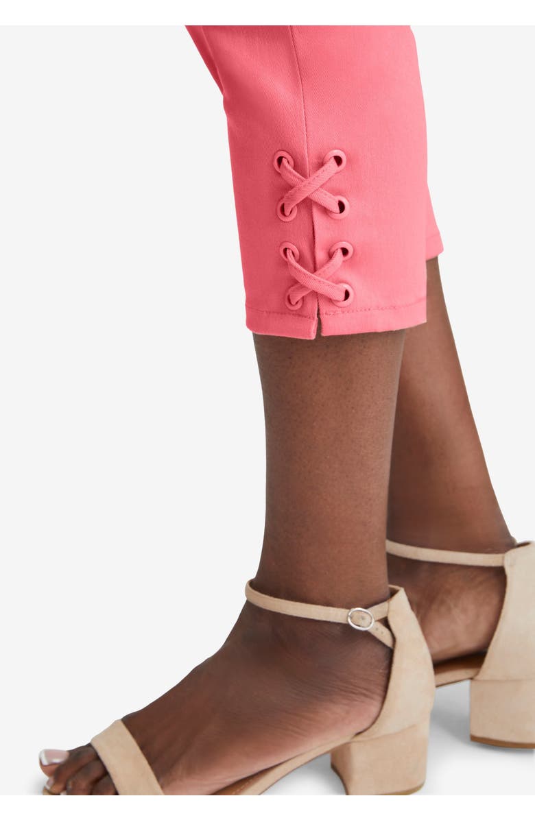 Jessica London Comfort Waist Stretch Denim Lace-Up Capri, Alternate, color, White