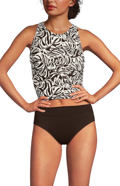 Lands' End Chlorine Resistant High Neck Racerback Midkini Swimsuit Top In Brown