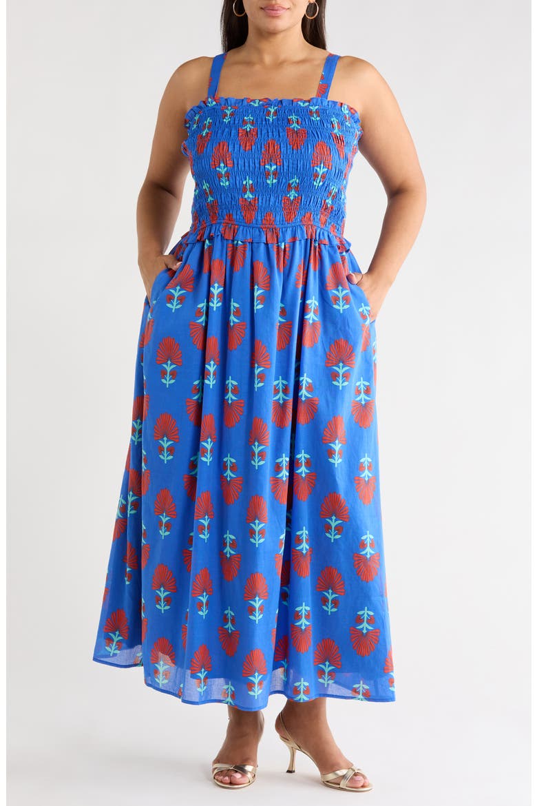Lucinda Floral Print Sleeveless Maxi Dress, Alternate, color, BLUE-RED