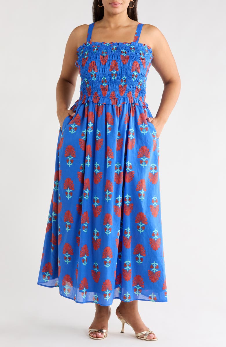 SUGARLIPS Lucinda Floral Print Sleeveless Maxi Dress, Alternate, color, Blue-Red