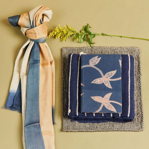 Studio Variously Oceana Beige Soft Linen Silk Handloom Scarf In Beige