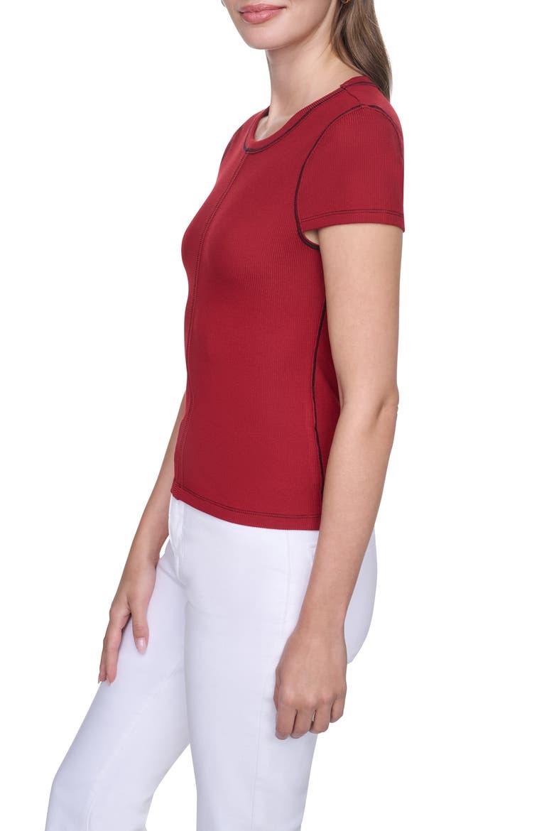 Short Sleeve Contrast Stitch T-Shirt, Alternate, color, RHYTHM RED/ BLACK