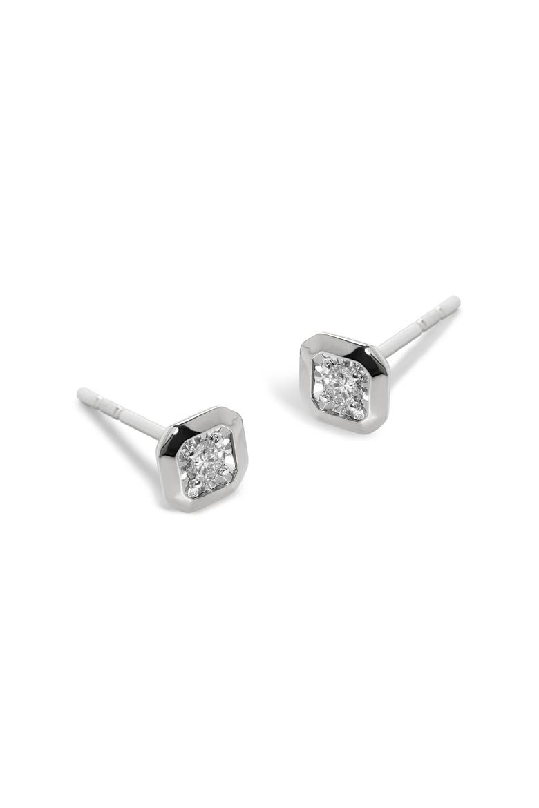 Lab Grown Diamond Stud Earrings, Main, color, STERLING SILVER / LAB DIA