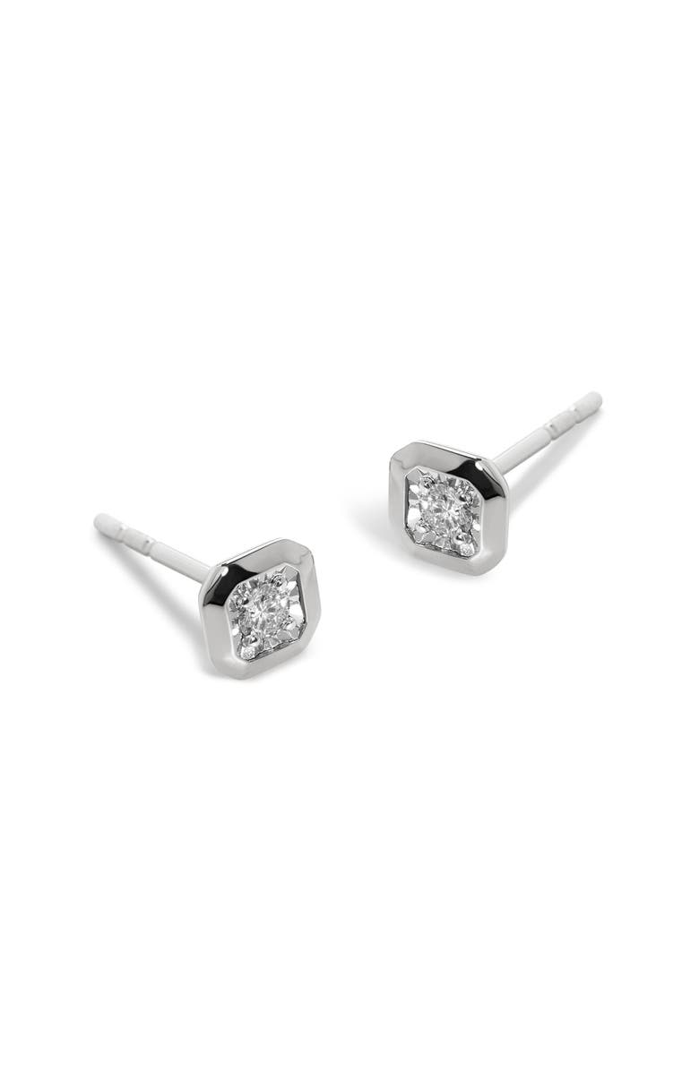 Monica Vinader Lab Grown Diamond Stud Earrings, Main, color, Sterling Silver / Lab Dia