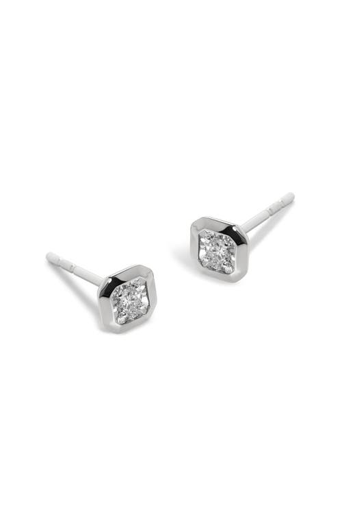 Monica Vinader Sterling Silver Asscher Diamond Stud Earrings Lab Grown Diamond In Metallic