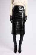 TOM FORD Croc Embossed Leather Pencil Skirt