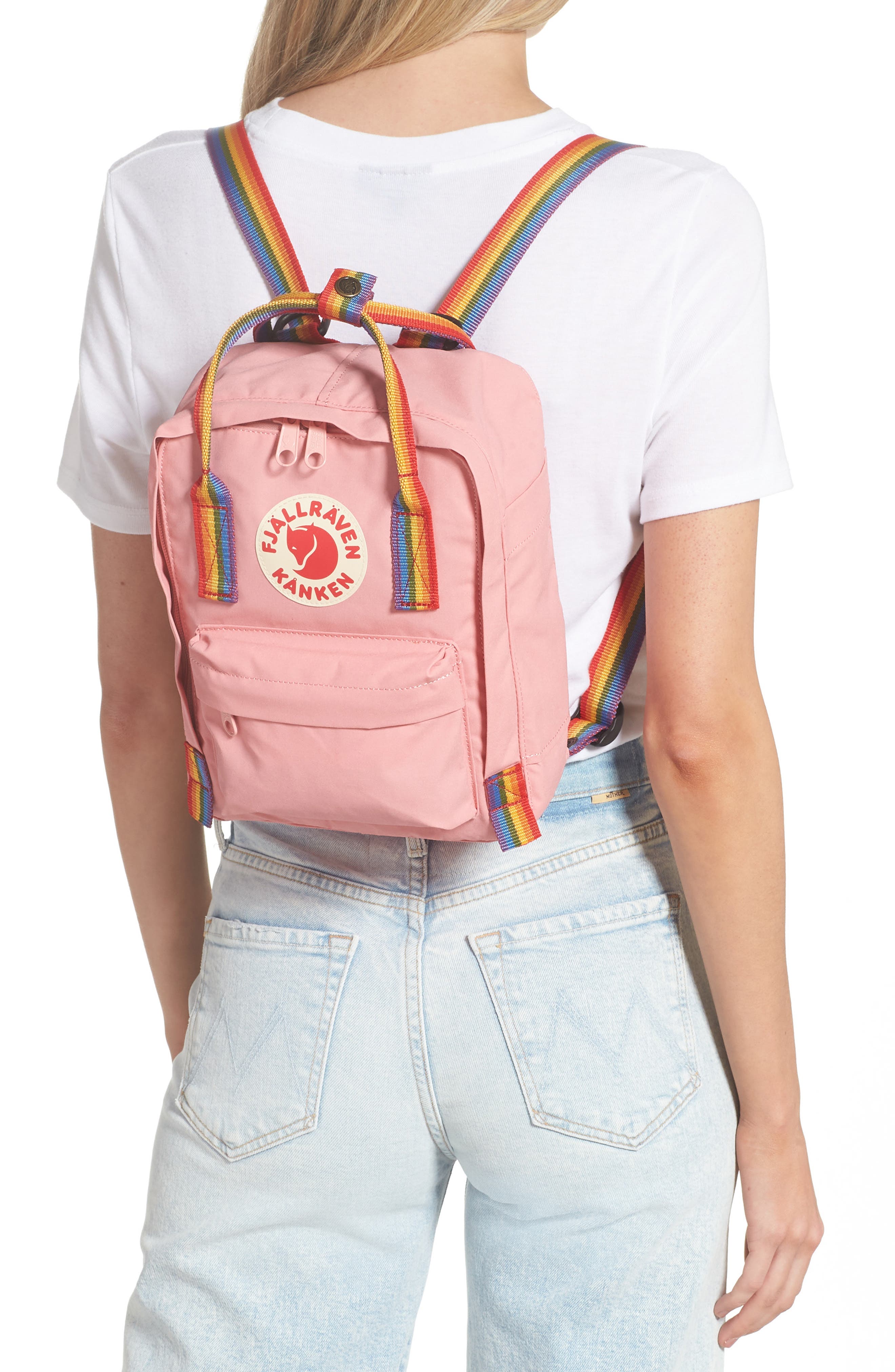 Mini Kånken Rainbow Water Resistant 13-Inch Laptop Backpack, Alternate, color, PINK-RAINBOW PATTERN
