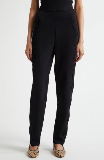 Ulla Johnson Asher Scalloped Straight-leg Pants In Black