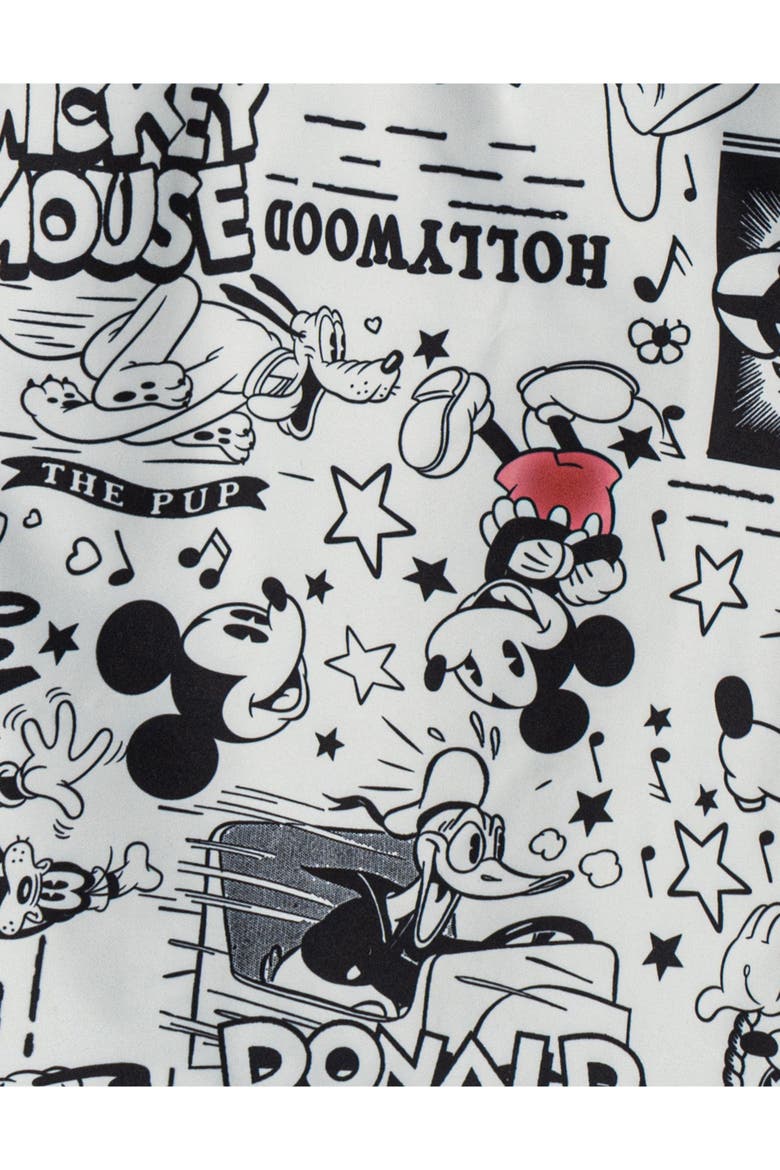 Mickey Mouse & Friends Swimwear Swim Trunks, Alternate, color, Light Grey Black Red