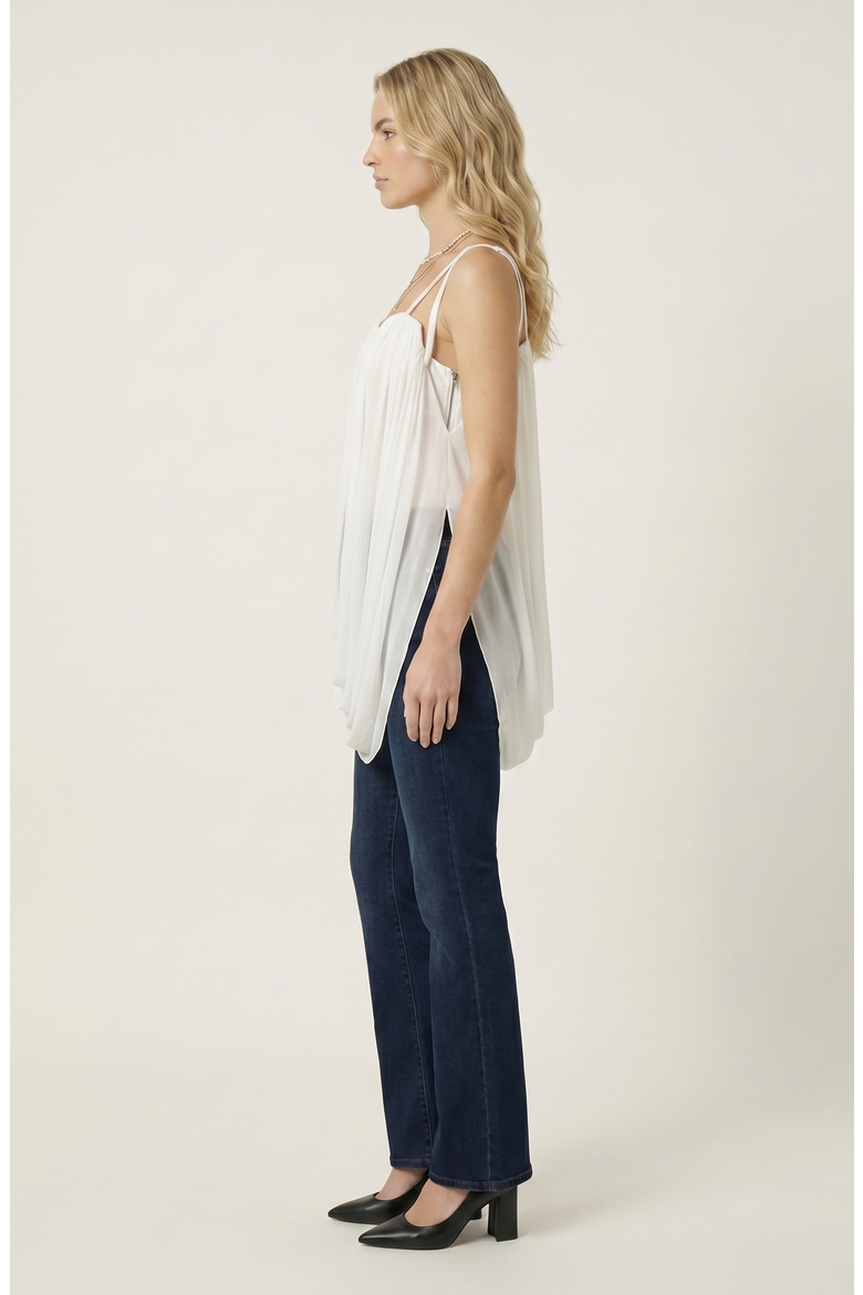 Draped Sweetheart Chiffon Camisole Top, Alternate, color, Ivory