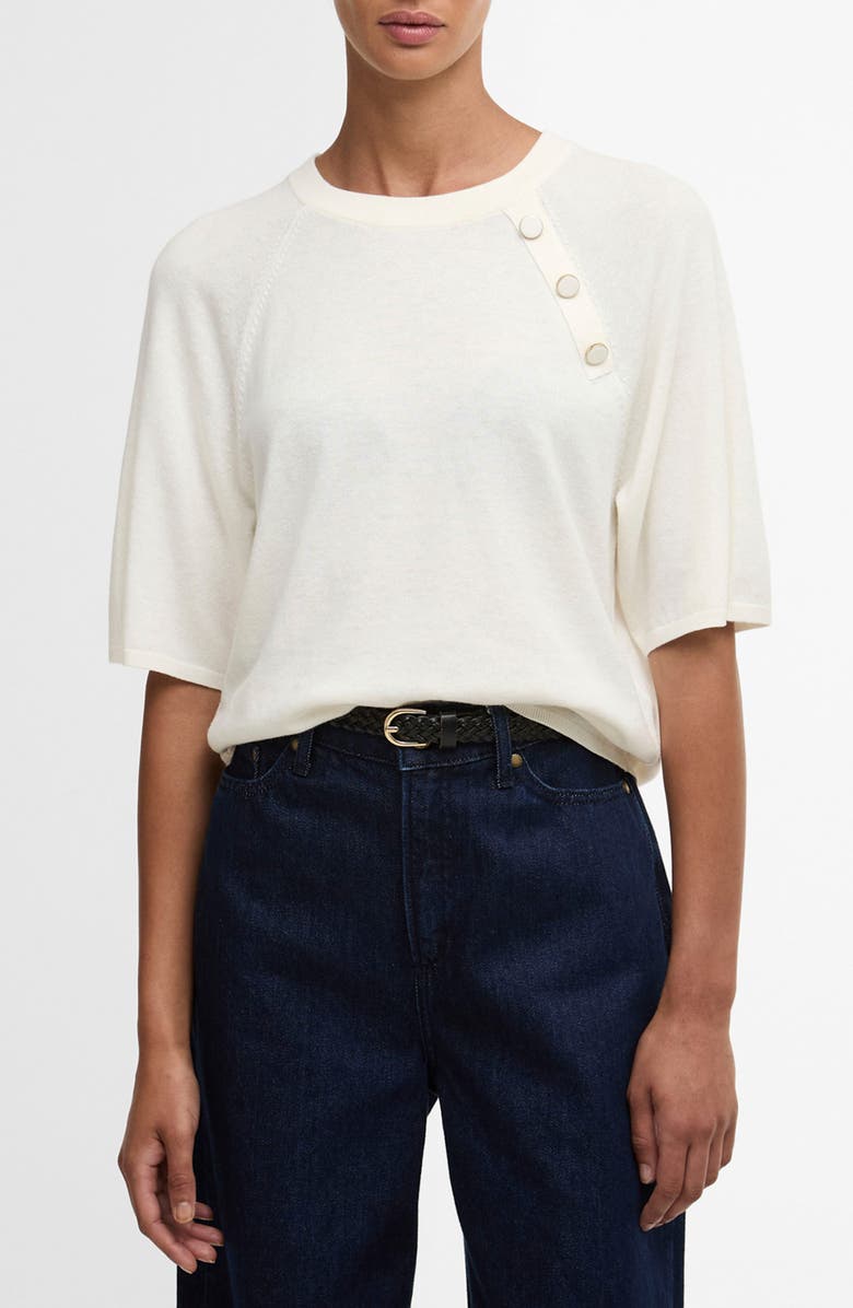 Barbour Camille Merino Wool & Cotton Sweater, Main, color, Cloud