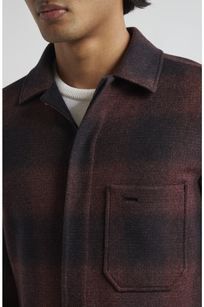 Ombré Plaid Trofeo Wool & Cashmere Double Face Overshirt, Alternate, color, LESSONA