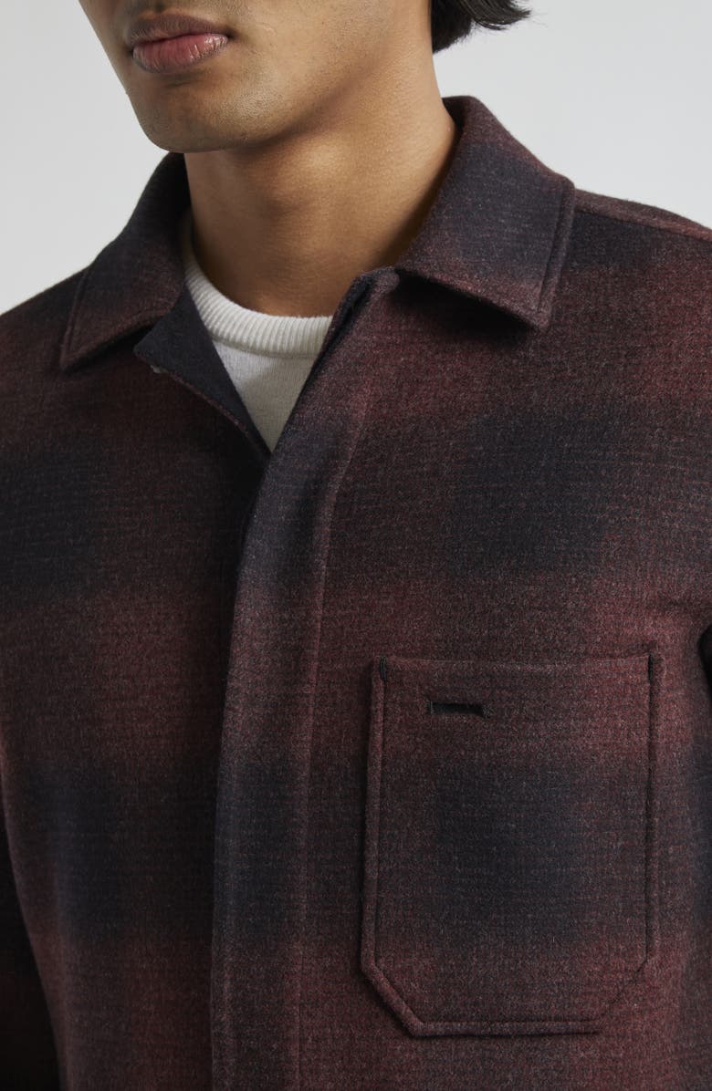 ZEGNA Ombré Plaid Trofeo Wool & Cashmere Double Face Overshirt, Alternate, color, 