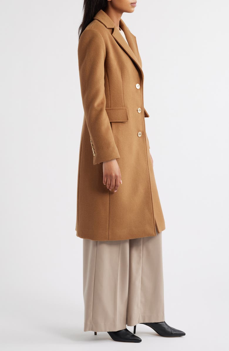 Michael Kors Fitted Longline Coat, Alternate, color, Dark Camel